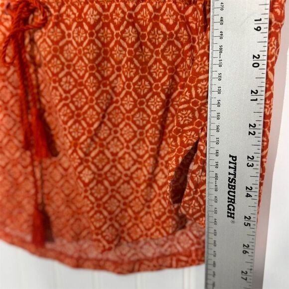 Lauren Ralph Lauren Red Boho Western Print Tunic Top L Drawstring Waist Cotton - Picture 6 of 8